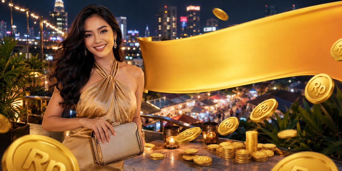 Suasana pasar malam Vietnam yang ramai dengan informasi cashback dan bonus platform online