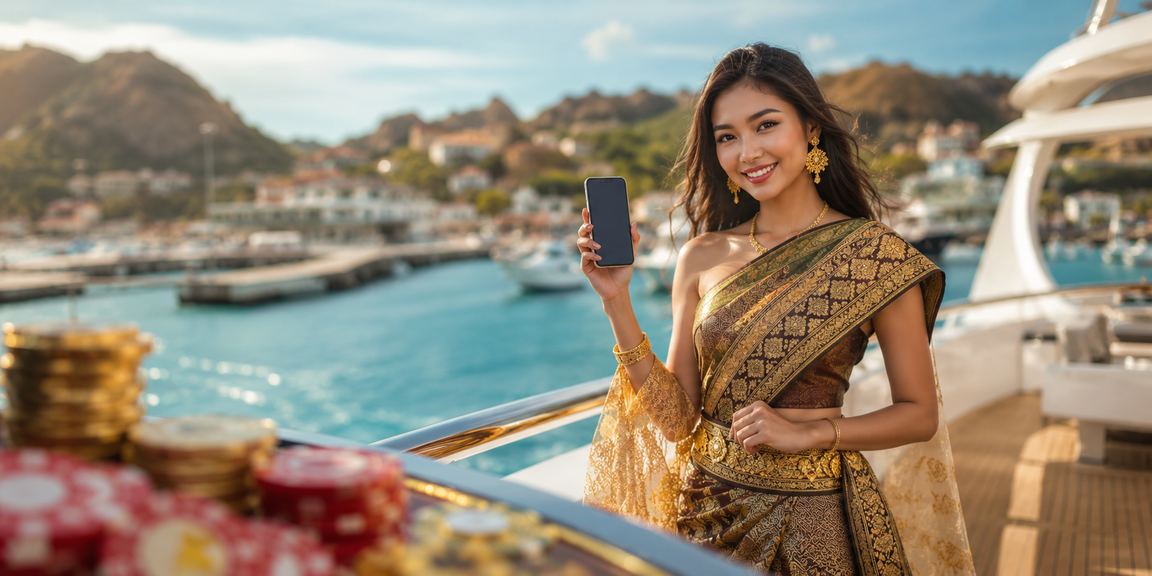 Pengguna memainkan casino mobile dari pantai Vietnam menggunakan ponsel Android